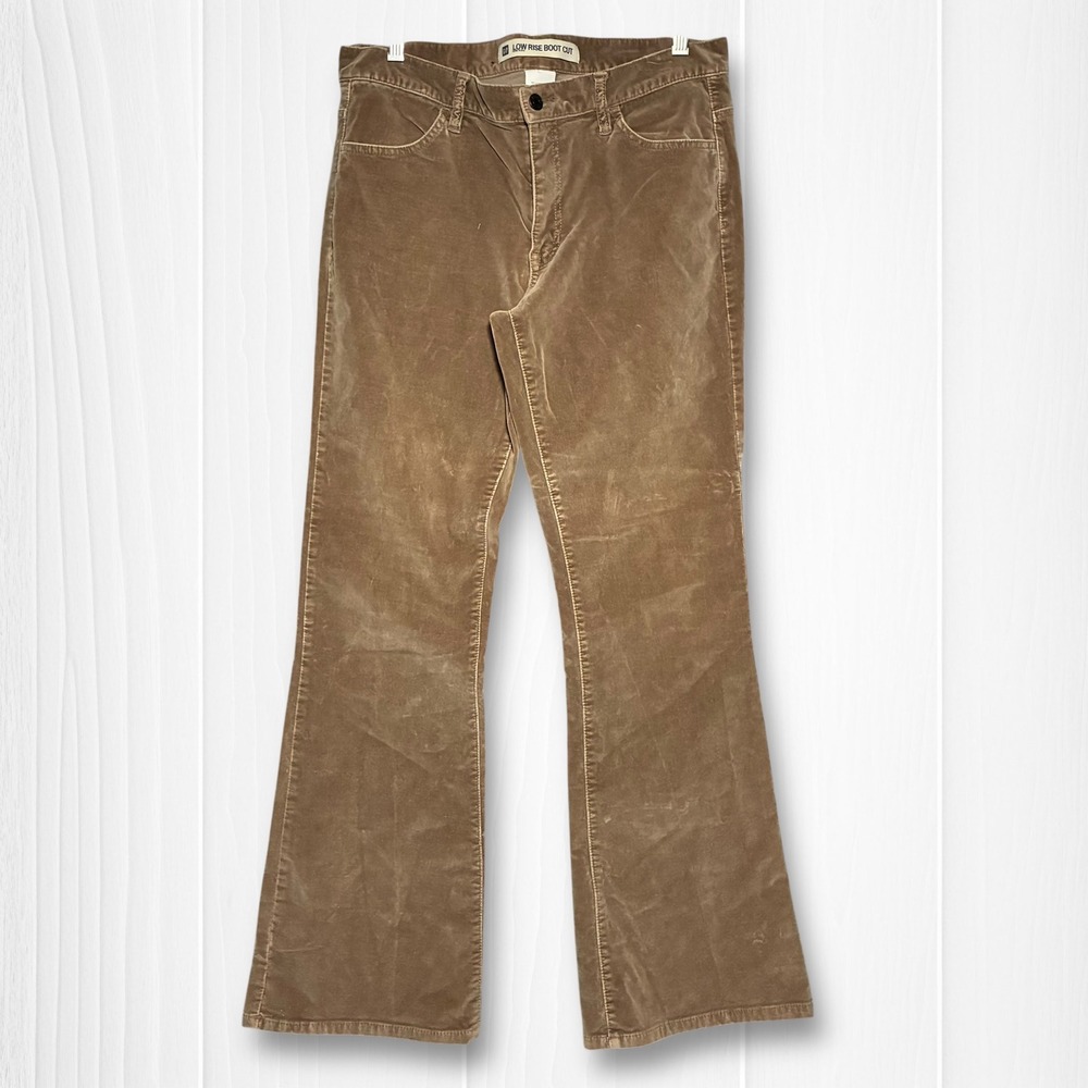 GAP Velvet Low Rise Stretch Bootcut Pants Womens‎ 12R Tan Brown